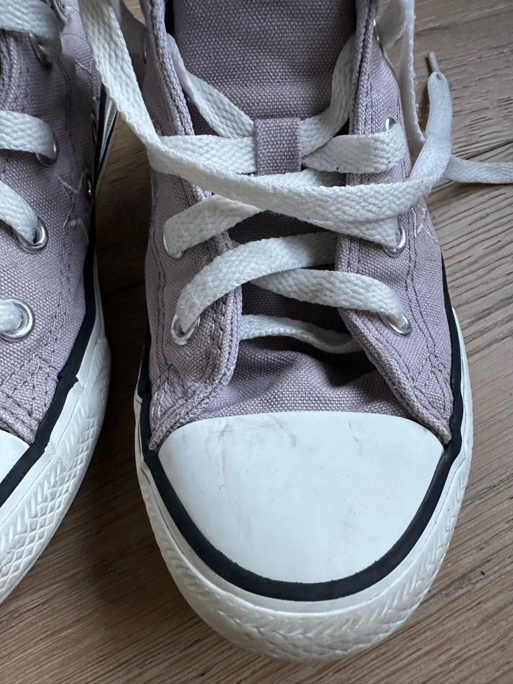 Converse High-Top Canvas Sneakers Light Purple with Stars White Laces 1